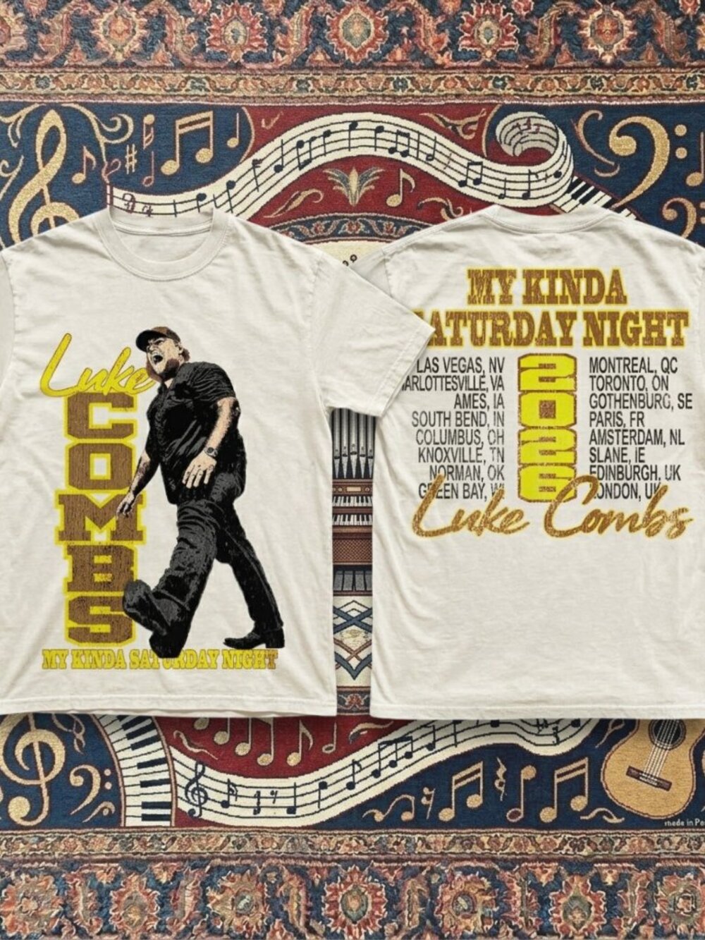 Vintage Luke Combs My Kinda Saturday Night Tour 2026 Double Sided Tee